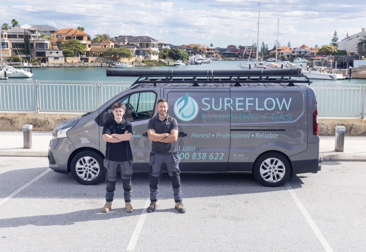 Sureflow Plumbing and Gas van on the coast near Yanchep WA